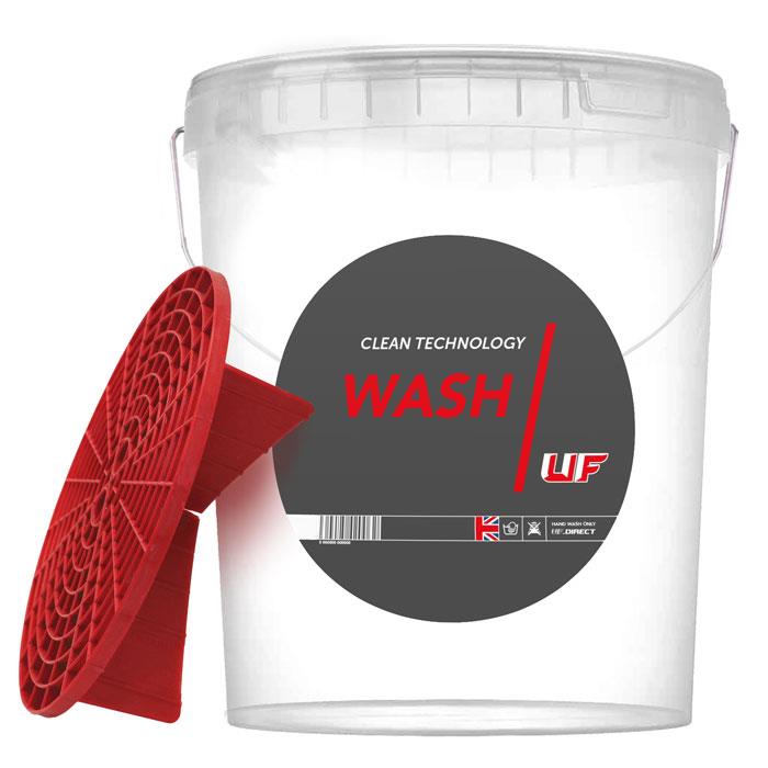 Ultimate Finish UF Clear Detailing Wash Bucket (Red Grit Guard™ & Lid Optional)