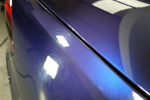 Swirl marks on Mystic Blue Pearl Effect Metallic Mercedes SL 500 Brabus