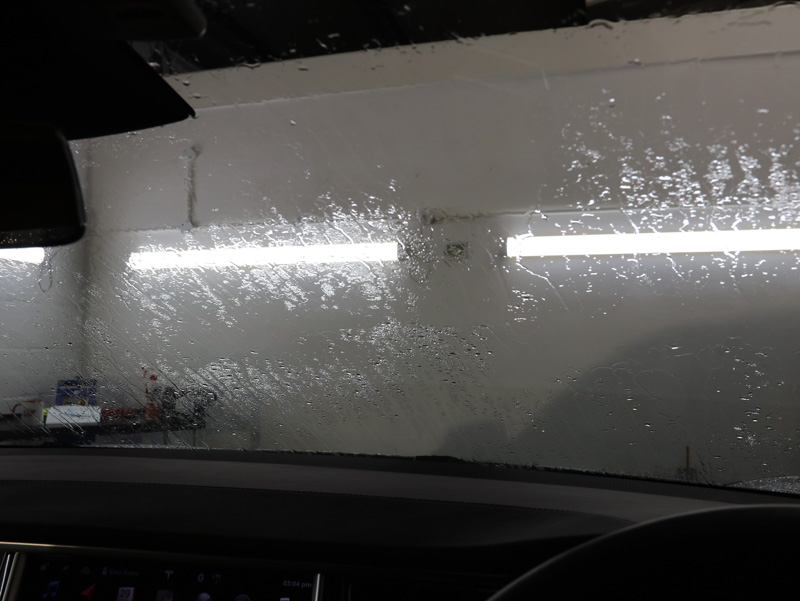 The view from inside the vehicle on a windscreen without a hydrophobic sealant The Science of Perfect Clarity